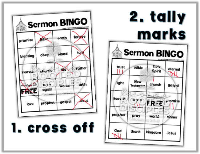 Sermon BINGO Game Boards - cross off or use tally marks Sermon BINGO Game Boards - cross off or use tally marks