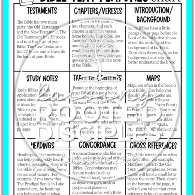 Bible Text Features Chart