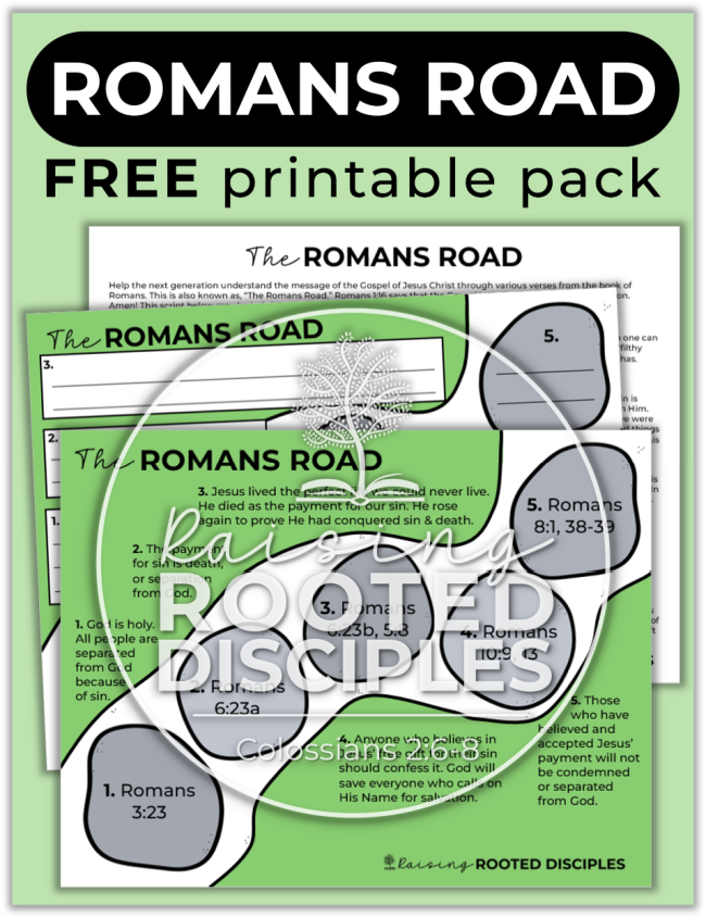 Romans Road Printable Pack - a Subscriber Freebie of Raising Rooted Disciples Romans Road Printable Pack - a Subscriber Freebie of Raising Rooted Disciples