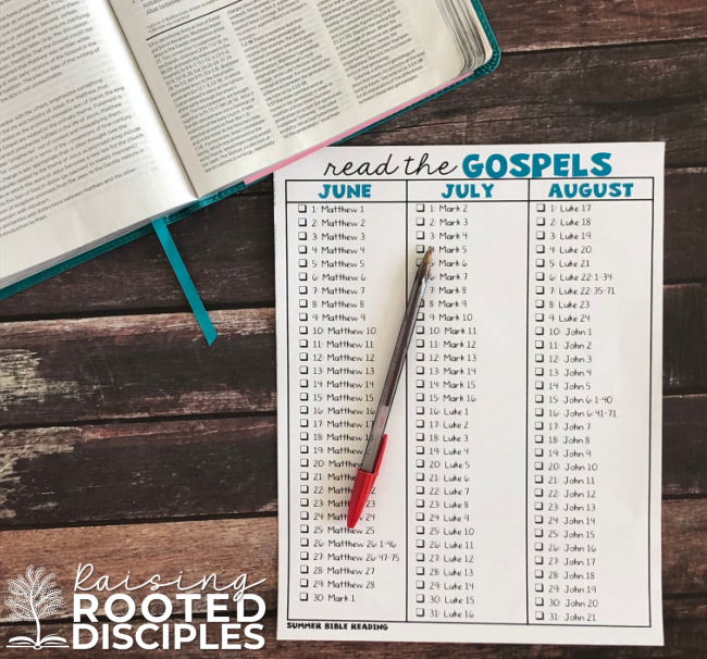 Summer Bible Reading Plans ~ The Gospels Example Summer Bible Reading Plans ~ The Gospels Example